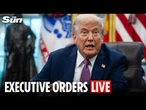 U.S. President Trump signs Executive Orders from the Oval Office