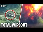 Russian rocket launcher explodes in HUGE fireball after drone attack