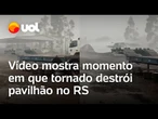 Tornado atinge Erval Grande (RS): Vídeo mostra momento em que pavilhão é destruído pelo vento