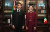 Claudia Sheinbaum y Emmanuel Macron se reúnen en privado en Palacio Nacional