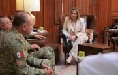 Maru Campos recibe en Palacio de Gobierno al comandante de la XI Región Militar, Eufemio Ibarra Flores