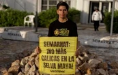 "No más Calicas": Greenpeace protesta ante Semarnat contra permisos de extracción en Tulum