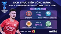 Lịch trực tiếp AFC Champions League Two: Nam Định và Công An Hà Nội cùng ra sân