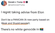 Thực hư chuyện ông Trump hối hận vì đã nghe theo lời khuyên của ông Musk