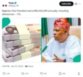Lương của Phó Tổng thống Nigeria khoảng hơn 200 triệu đồng mỗi năm?