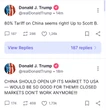 Ông Trump: Mức thuế 80% với Trung Quốc 'có vẻ hợp lý'