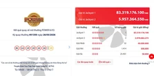 Tối nay, Vietlott xác định một khách hàng trúng giải độc đắc hơn 83 tỉ đồng