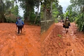 Thí sinh Yên Bái lội bùn lầy, đi xe chuyên dụng đến điểm thi tốt nghiệp THPT