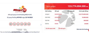Xác suất trúng 1/8,1 triệu, một người chơi đã rinh hơn 133 tỉ đồng của Vietlott