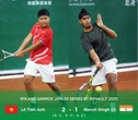 Lê Tiến Anh gây bất ngờ ở vòng loại Roland Garros Junior