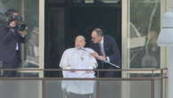 Pope Francis makes first appearance since hospital admission