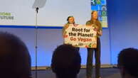 Watch: Protesters dressed as carrots storm stage at NFU conference