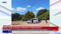 Macron’s car speeds away from Windsor Castle as luggage goes flying