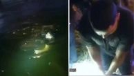 Dramatic moment cops drag drowned blind man from canal and revive him