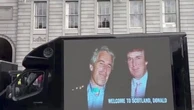 Van showing Trump and Epstein picture driven round Aberdeen