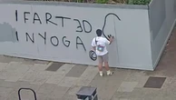 CCTV: Suspect sprays bizarre graffiti message on London wall
