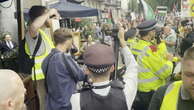 Police detain man during 18th Palestine solidarity march in London