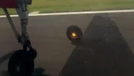 Passenger films wheel filmed falling off plane during takeoff