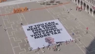 Protesters unfurl huge anti-Bezos banner in Venice ahead of wedding