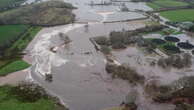 Aerial video shows collapsed Cheshire canal bank as village devastated