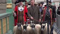 Hollywood star herds sheep across Southwark Bridge