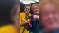 Ronnie Wood backstage with Lulu and Mick Hucknall at Glastonbury