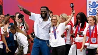 Sarina Wiegman dances with Burna Boy at Euro 2025 victory parade