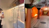 Moment commuters flee smoke-filled train after it set on fire