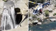 Moment man is rescued after being trapped behind a waterfall for days
