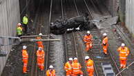 Salford car crash: Video shows cause of long delays to trains in area