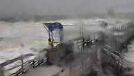 Man plants Trump flag on pier in middle of deadly Hurricane Milton