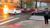 Moment manhole explodes in middle of Brooklyn neighbourhood
