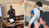 Moment armed police burst into classroom to arrest student over gun