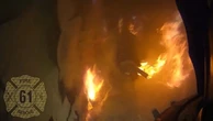 Firefighter falls 13ft through floor of burning building