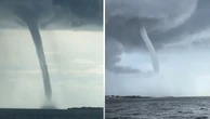 Extraordinary close-up video of double water spouts