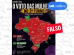 Mapa que mostra voto feminino por estado nas eleições de 2022 é falso