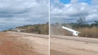 Ultraleve roda na pista durante pouso e bate em arbustos no CE; veja vídeo