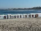 FOTO'S | Jong Aussie-rugbyspelers baljaar op Kampsbaai-strand