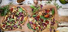 Impress your guests with this colourful portabellini and bocconcini flatbread