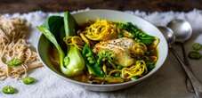 What's for dinner? Asian turmeric and ginger broth with noodles