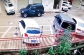 Cars fall from raised road after collision