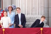 Cheeky Prince Louis, 8, steals the show at Trooping the Colour as he marvels at RAF flypast