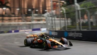 Lando Norris breaks front wing after pit collision during Singapore GP practice