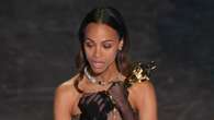 Tearful Zoe Saldana wins first Oscar for role in Netflix’s Emilia Perez