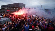 Crystal Palace fans protest against Europa League ejection
