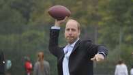 William shows off ‘unbelievable arm’ playing American football with youngsters