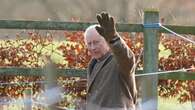 King waves as he leaves Sandringham church service