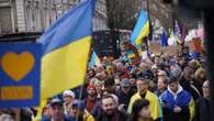 Protesters say ‘don’t betray Ukraine’ as thousands march on Russian embassy