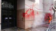 Police called to BBC headquarters after red paint sprayed and windows smashed