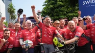 Celebrities and rugby stars complete cycle for MND research in Dublin